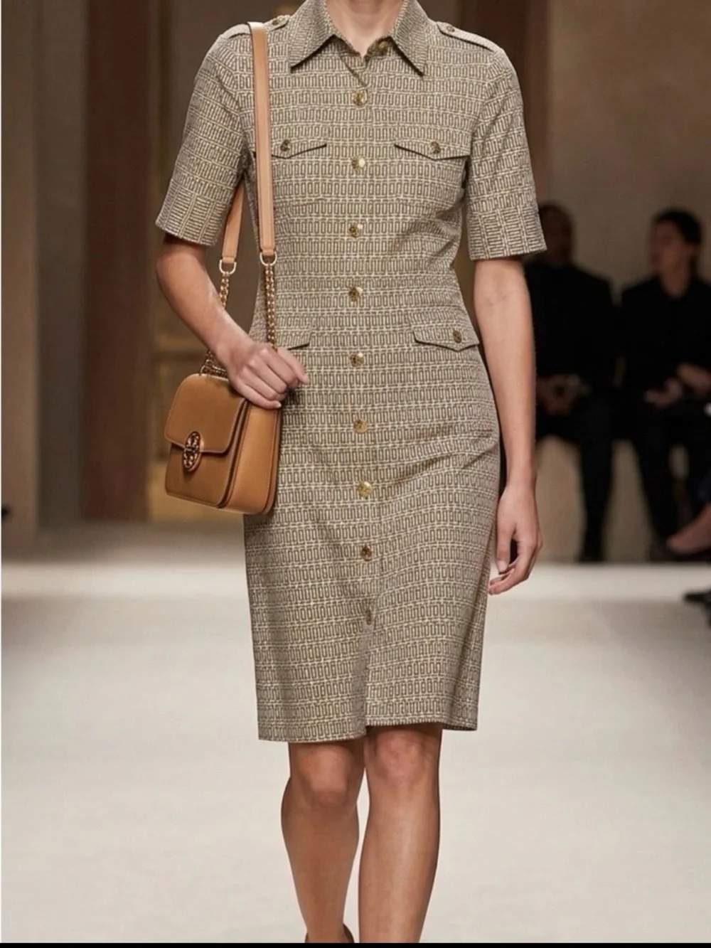 Tory Burch Beige Monogram Midi Dress size 6